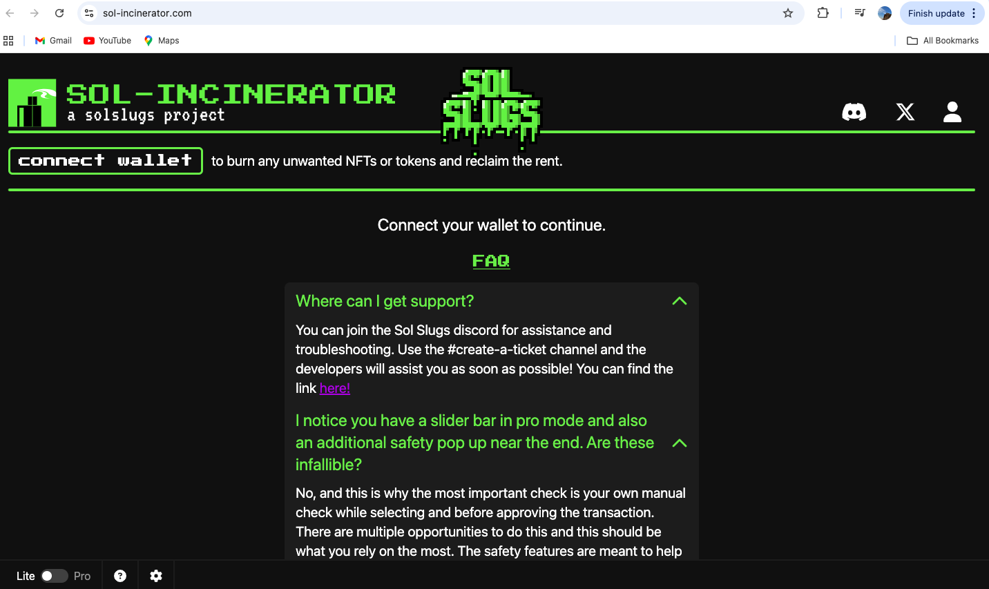 Sol-Incinerator Homepage Screenshot