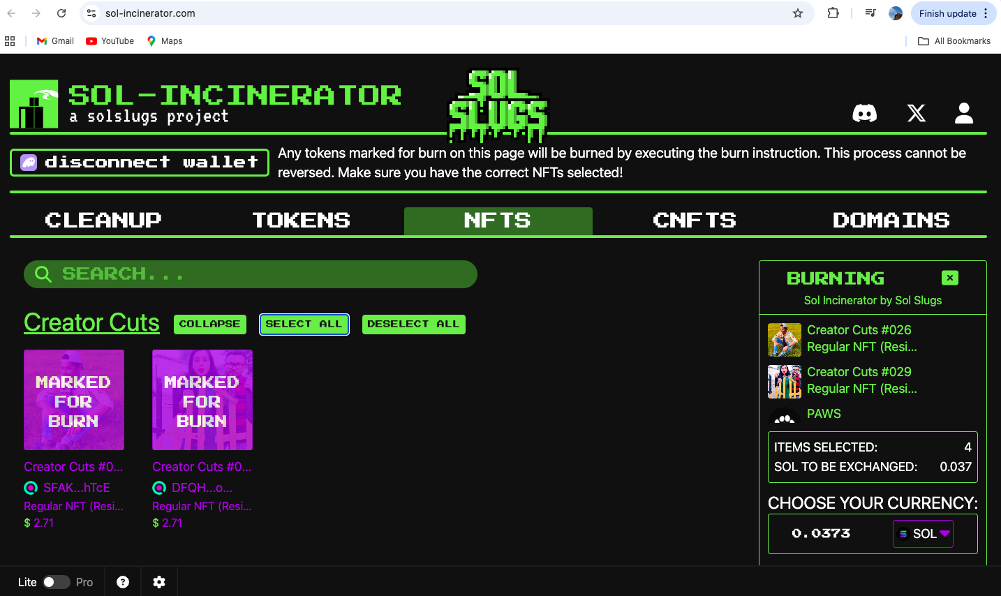 Confirm Selection Screenshot
